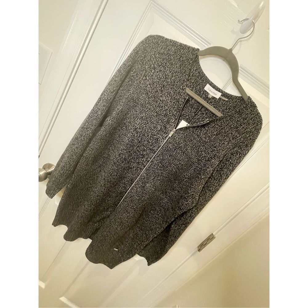 Calvin Klein black and gray zippered cardigan long NWT